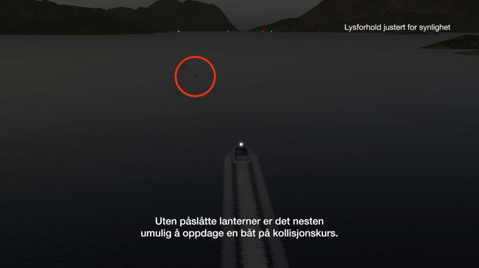 USYNLIG: Uten påslåtte lanterner er det nesten umulig å se båten om natten. USYNLIG: Uten påslåtte lanterner er det nesten umulig å se båten om natten.