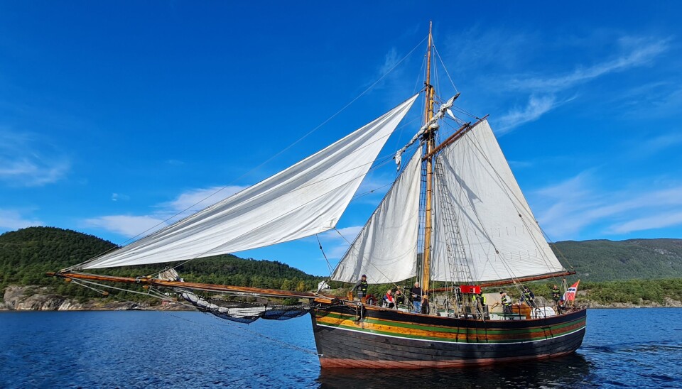 ANKOMMER I ETTERMIDDAG: Dette er synet som møter Kronprins Haakon og mange nordmenn fra utvandererslektene da utvandrerskuta Restauration av Stavanger ankommer New York i ettermiddag, etter 98 døgns seilas.